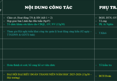 Lịch công tác tuần 3 (22/09-27/09)