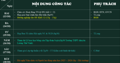 Lịch công tác tuần 6 (13/10-18/10)